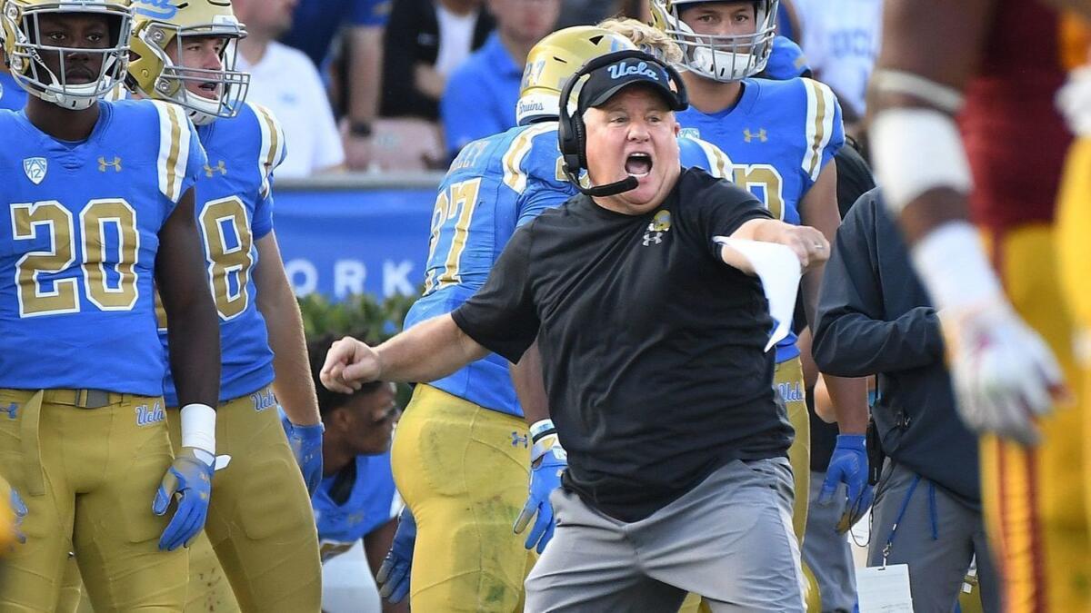 UCLA coach Chip Kelly and the Bruins will be looking for their fourth victory of the season against Stanford on Saturday.