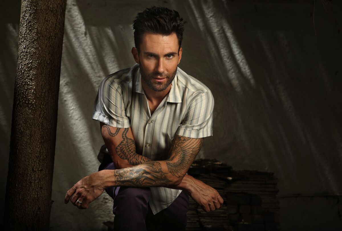 Adam Levine, lead singer for the band Maroon 5, at his home in Encino.