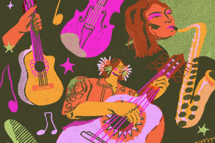 Illustration of a woman playing a guitar 