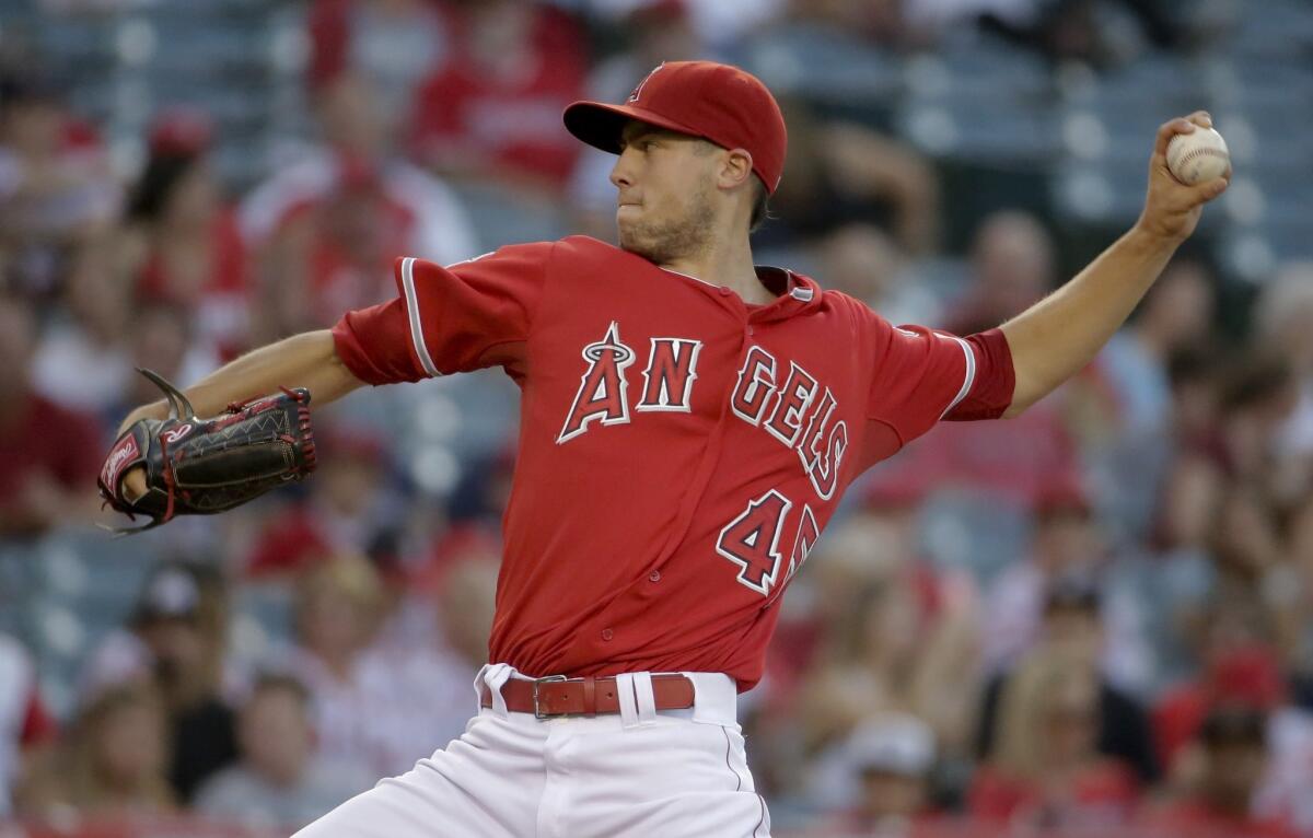 Tyler Skaggs gave up one run on five hits over 5 2/3 innings with five strike outs and one walk against the Tigers on July 25, 2014 at Angel Stadium.