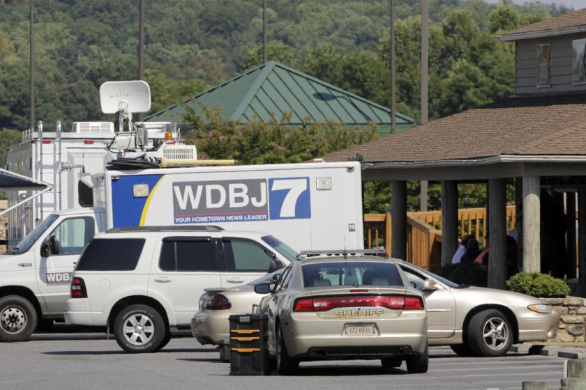 The TV truck that journalists Alison Parker and Adam Ward drove before they were killed during a live broadcast nearby.