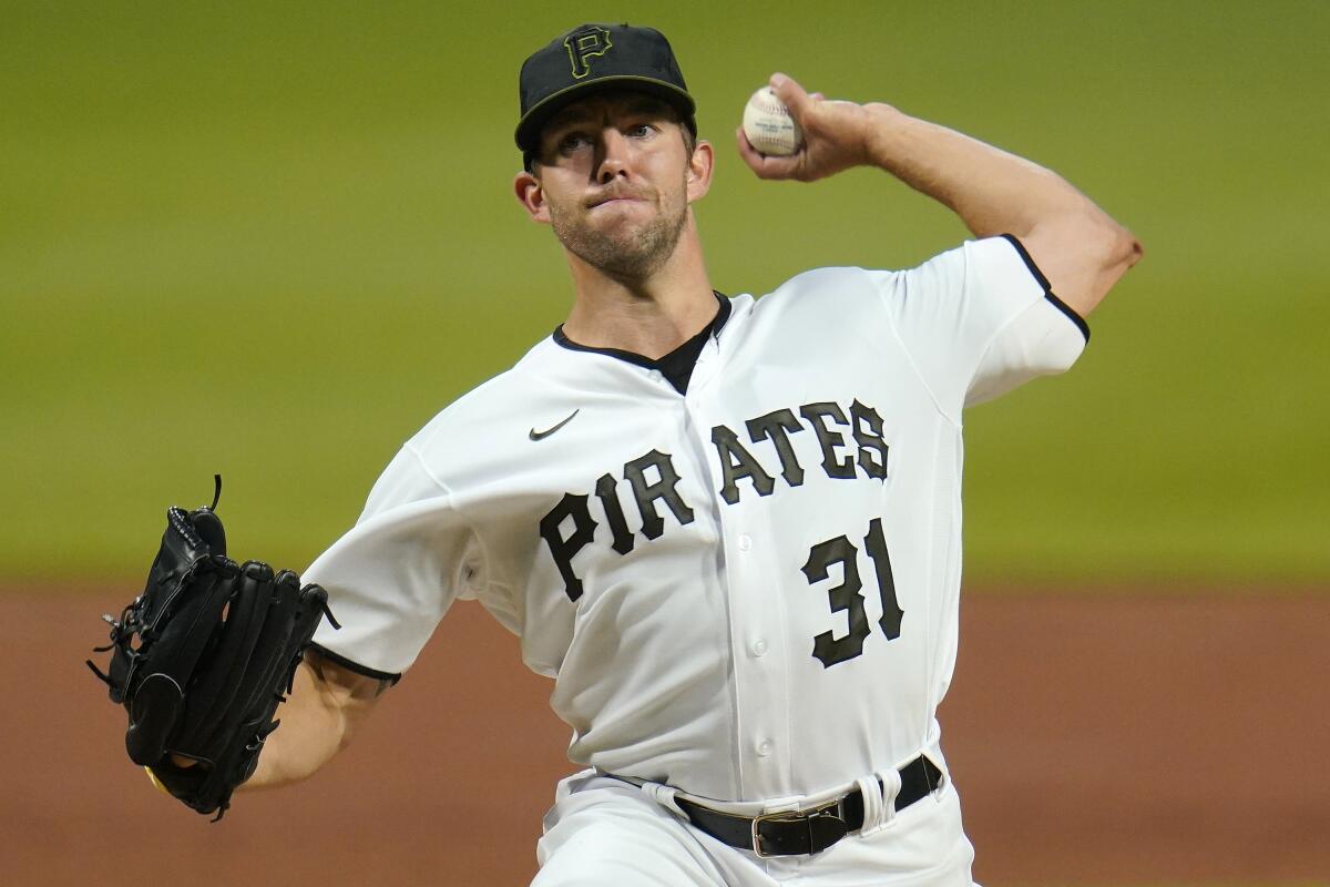 Pittsburgh Pirates starting pitcher Tyler Anderson delivers during the second inning.