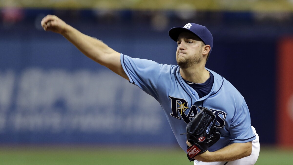 Matt Andriese pitching for the Rays, the former employer of Chief Baseball Officer Chaim Bloom