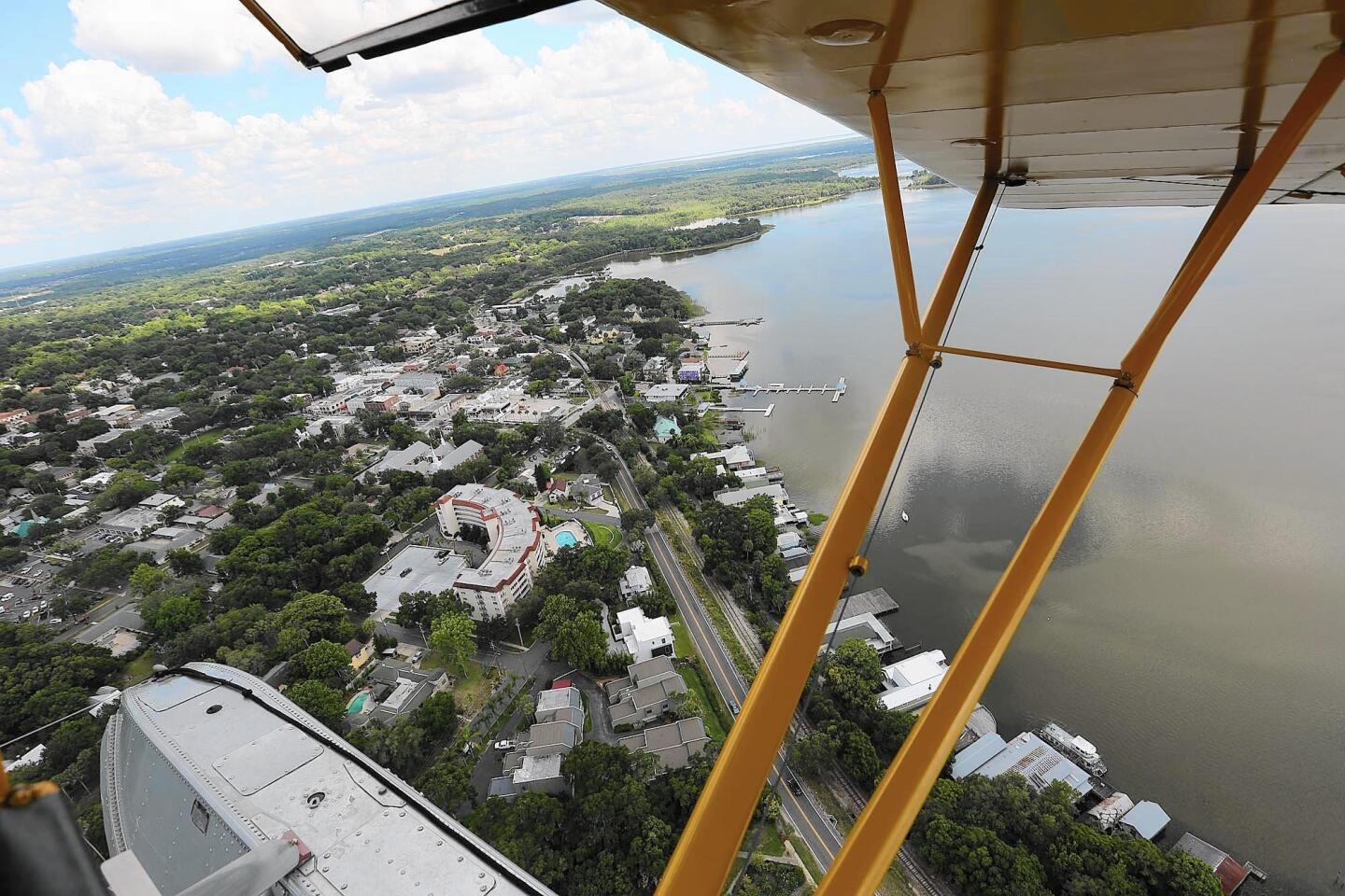 Downtown Mount Dora is viewed in this stunning view during a Jones Brothers Seaplane tour over Lake Dora in Lake County on Friday, June 3, 2016. (Stephen M. Dowell/Orlando Sentinel)