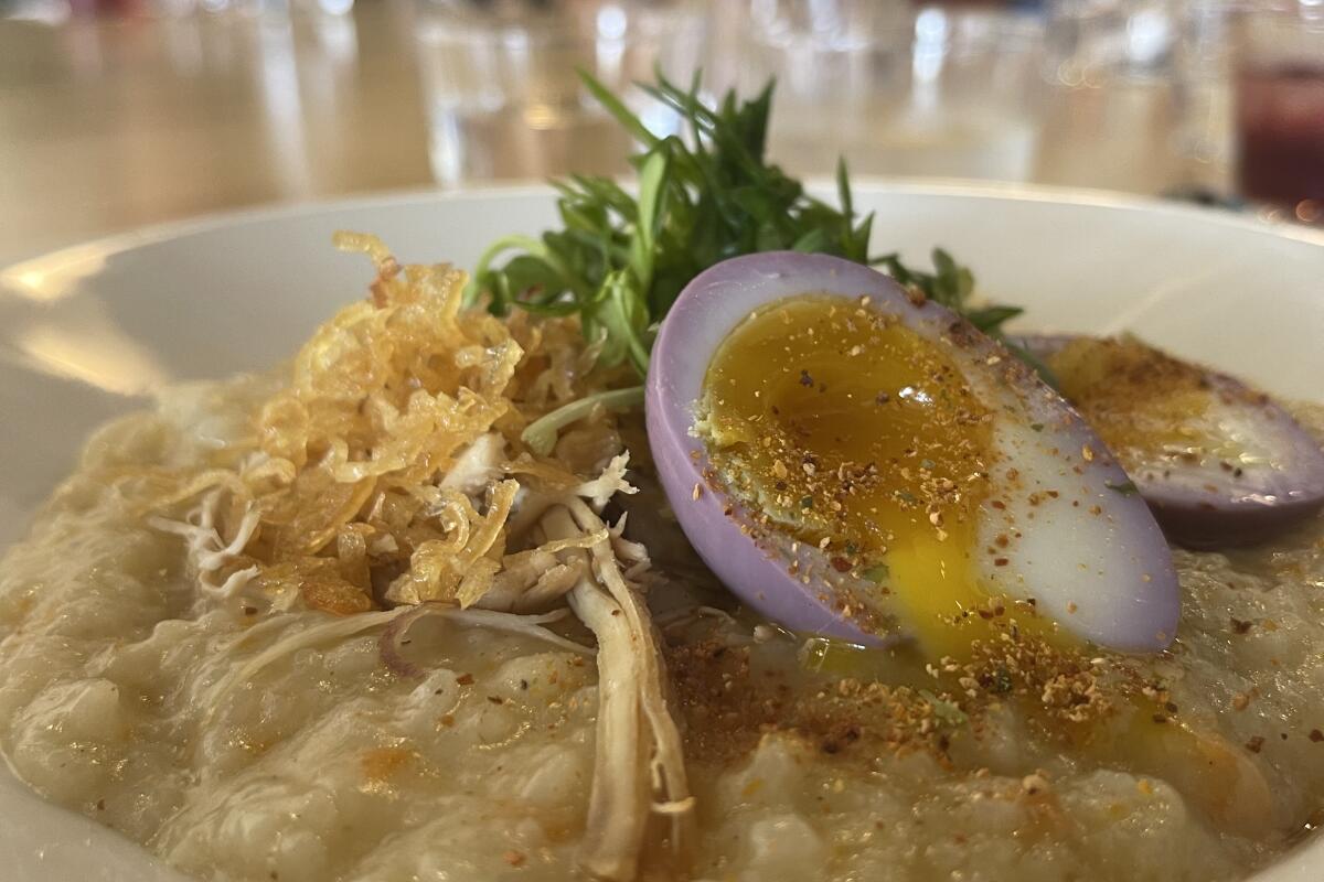 porridge with egg and other garnish