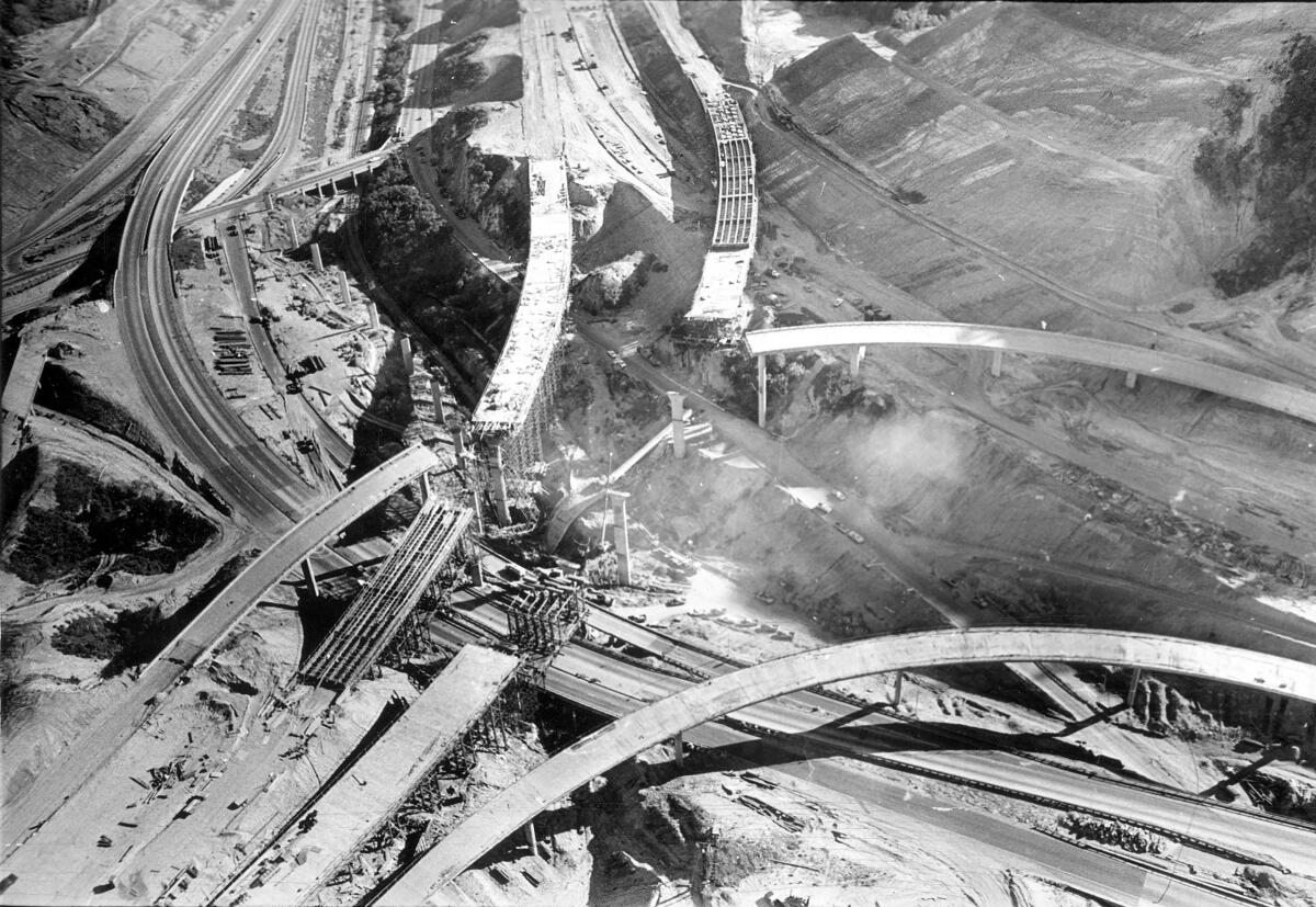 An overpass in the San Fernando Valley collapsed