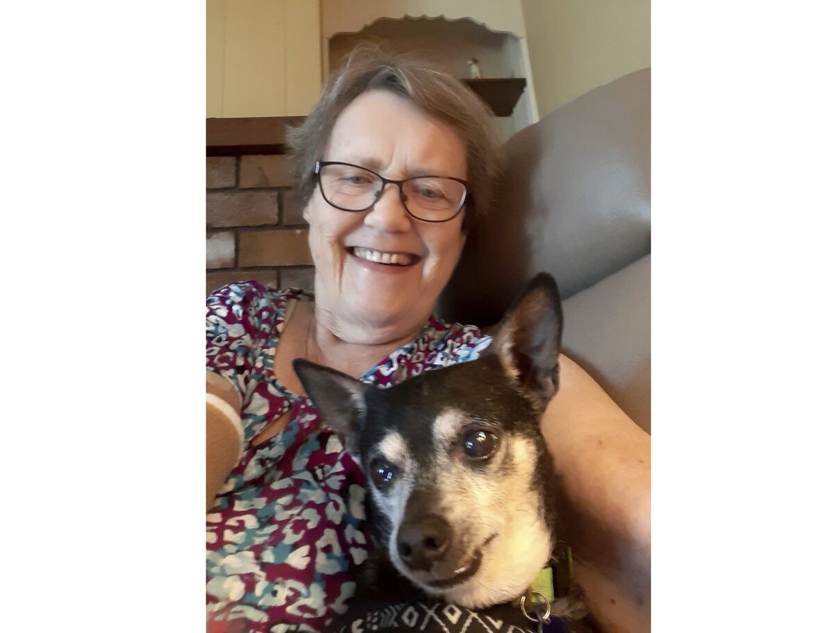 Kathy Reister and her pet Chihuahua, Jackson.