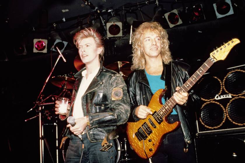 Peter Frampton and David Bowie at the Cat Club, March 17, 1987