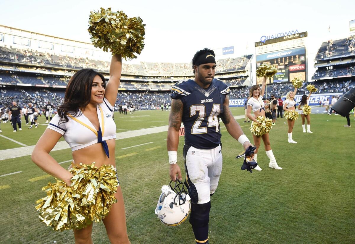 San Diego Chargers running back Ryan Mathews (24) walks off the field after an NFL football game against the Oakland Raiders.