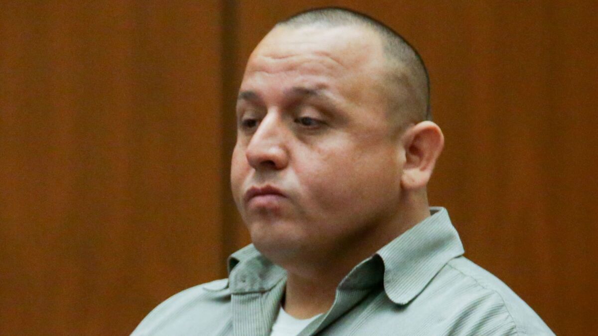 Monterey Park police Officer Israel Sanchez, pictured here at a pretrial hearing, was convicted Monday of sexually assaulting women during traffic stops several years ago.
