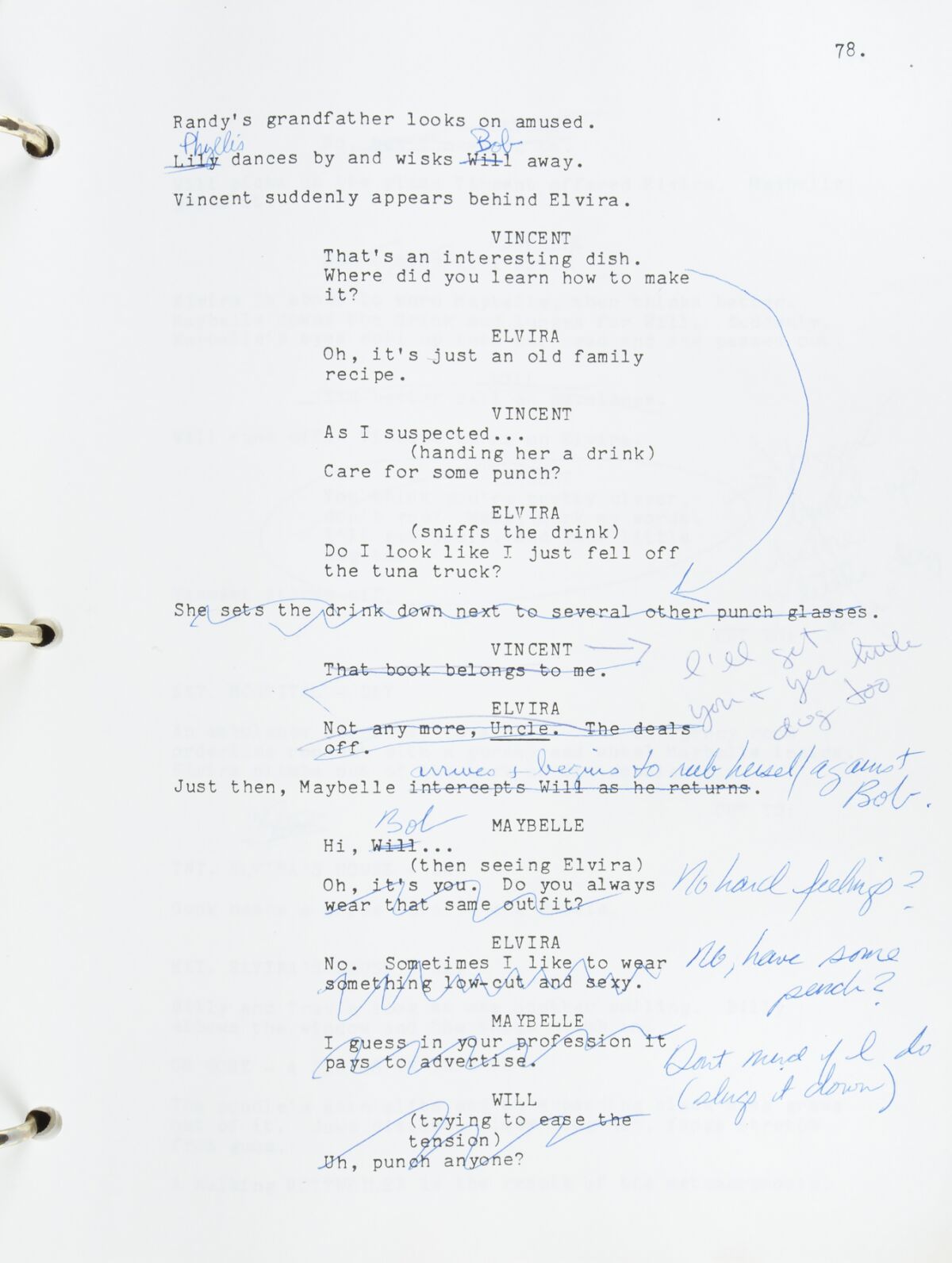 A page of the "Mistress of the Dark" script