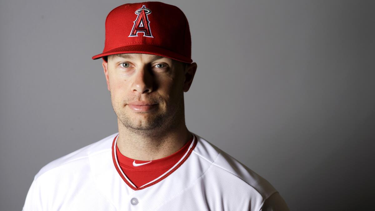 Angels outfielder Daniel Nava poses for a photo during media day on Feb. 26.