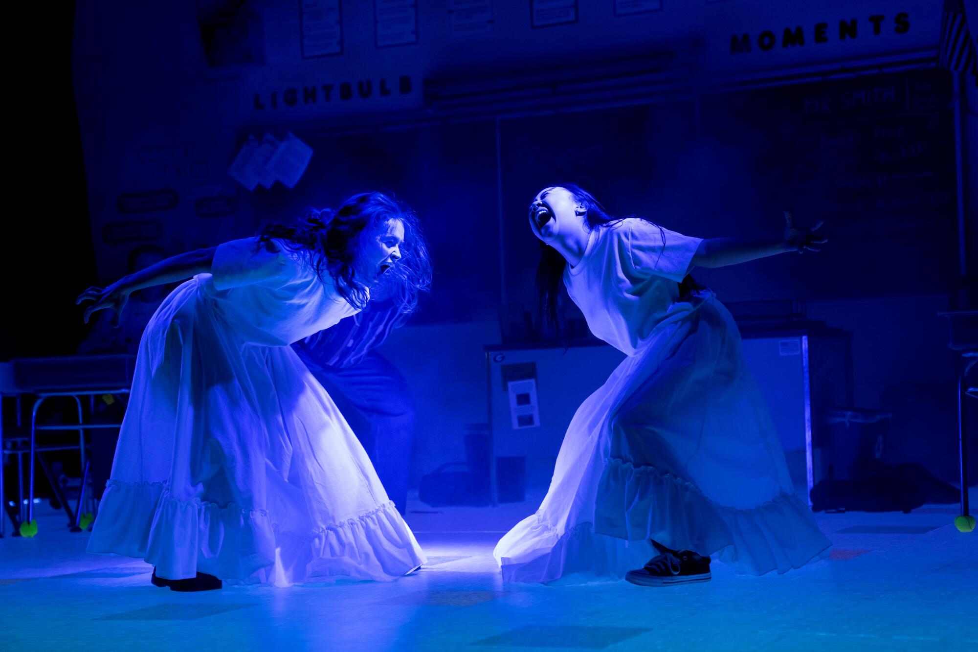 Sadie Sink, left, and Amalia Yoo in "John Proctor Is the Villain."