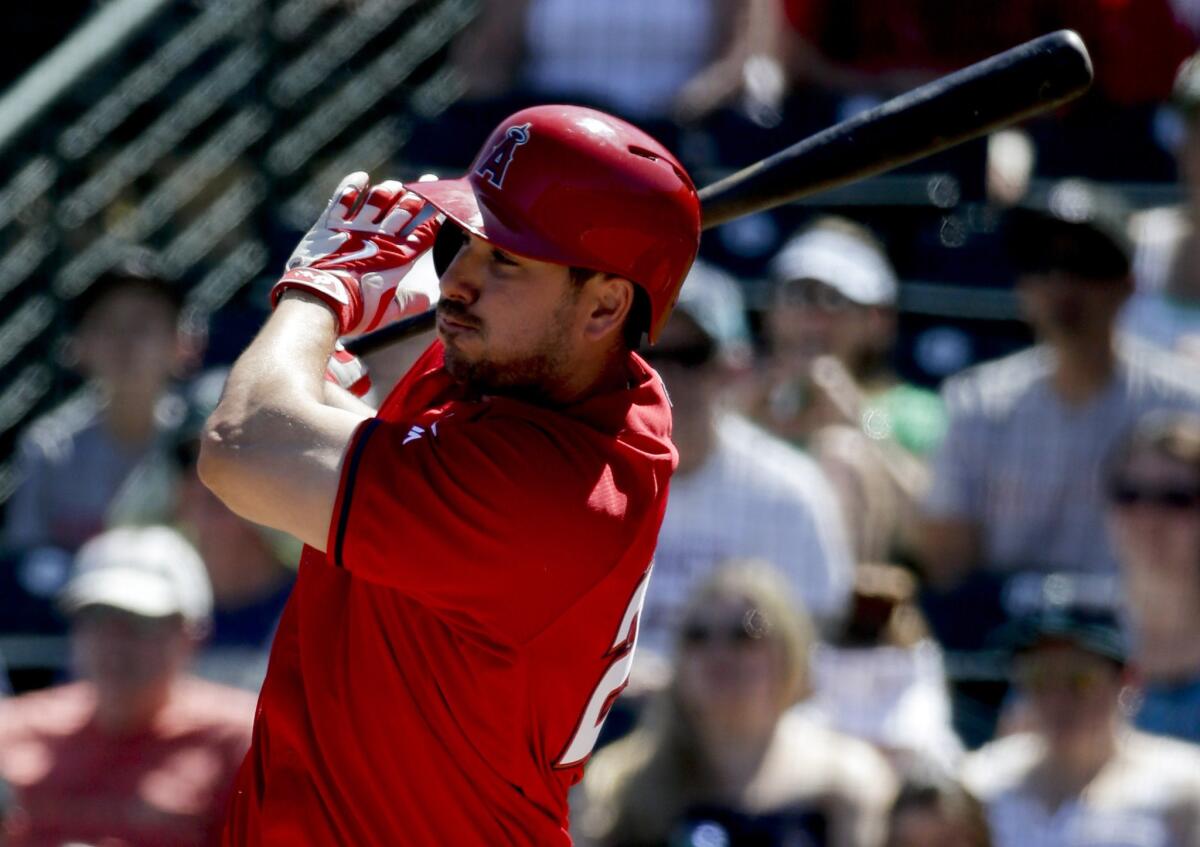 Matt Joyce missed his first game of the season Tuesday when the Angels faced their first left-hander of the season, Seattle's James Paxton.