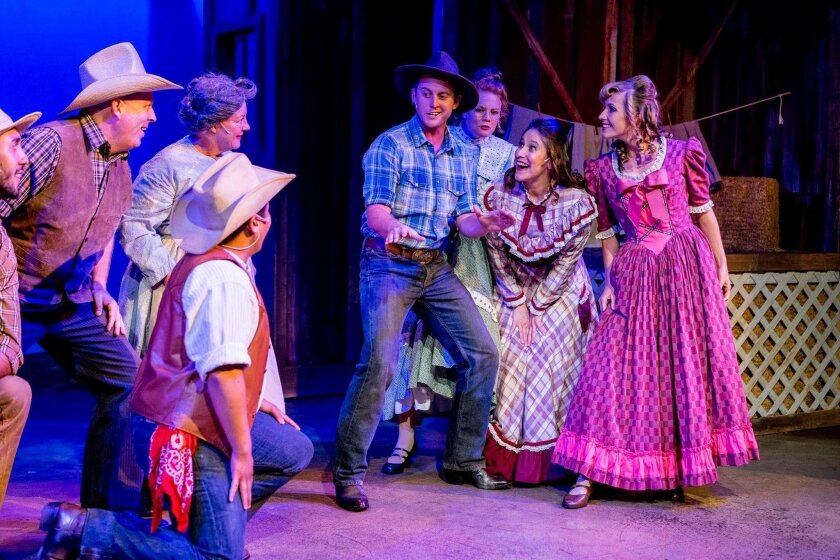 Zackary Scot Wolfe, as cowboy Will Parker, performs "Kansas City" in New Village Arts' production of "Oklahoma!"