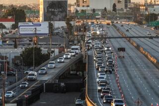 Los Angeles, CA, Monday, November 13, 2023 - Traffic is diverted from the 10 Freeway just West of the site of a large pallet fire that burned below, shutting the damaged area of the freeway. (Robert Gauthier/Los Angeles Times)