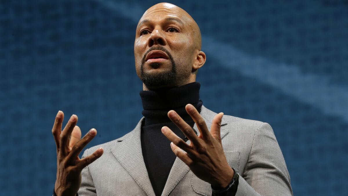 Common, shown at Starbucks' annual shareholders meeting in Seattle on March 18, is no longer speaking during commencement at a New Jersey university.