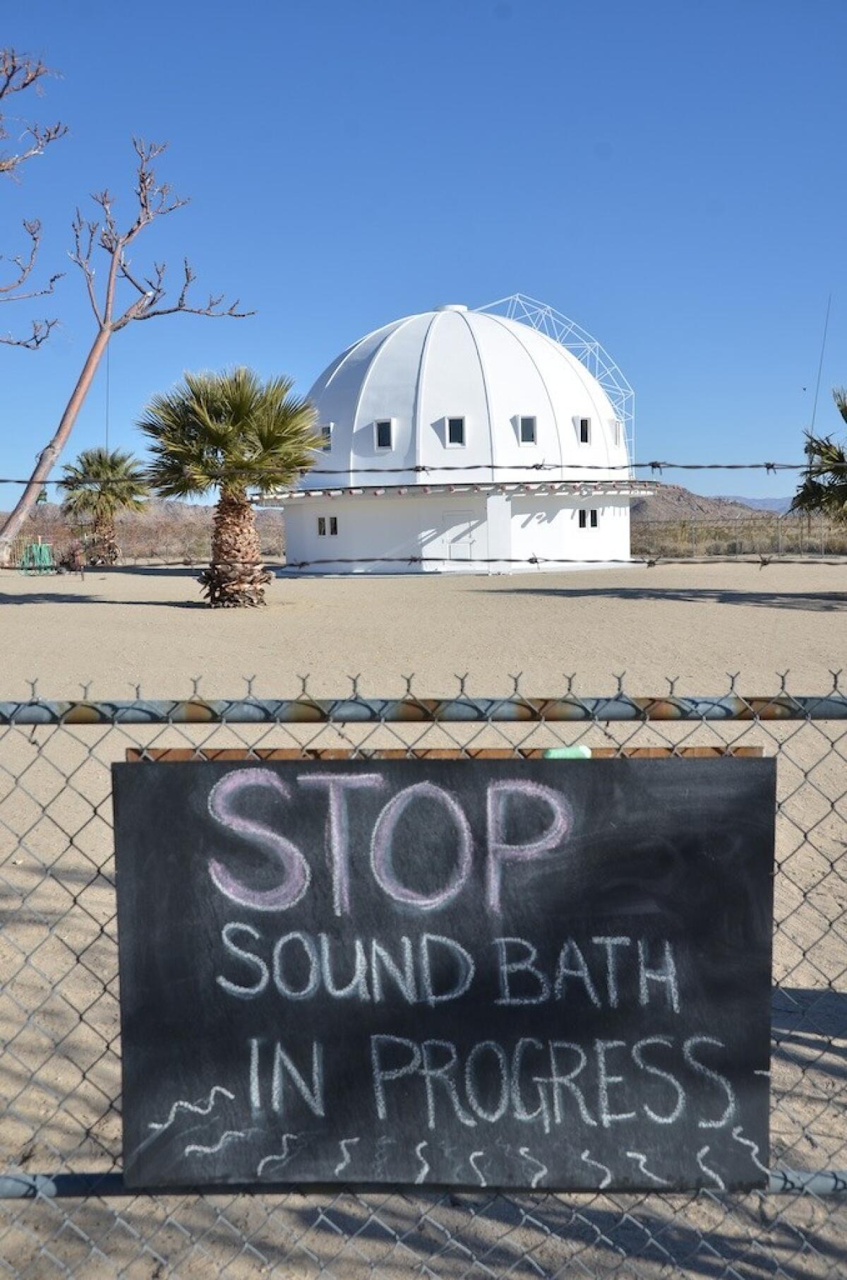The Integratron, about 20 minutes north of Joshua Tree, is a white wooden dome, 38 feet high.