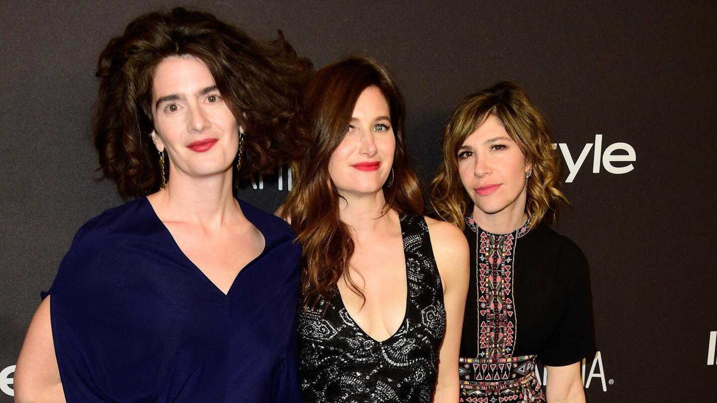 "Transparent" actresses Gaby Hoffman, Kathryn Hahn and Carrie Brownstein at the InStyle/Warner Bros. party at the Beverly Hilton Hotel on Sunday after the 73rd Golden Globe Awards.