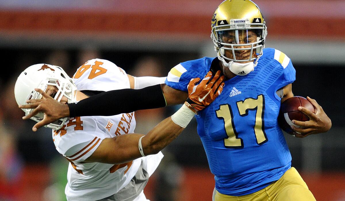 If UCLA quarterback Brett Hundley plays against Arizona State there is no doubt he can stiff-arm an opponent right his throwing arm, the question will be how his injured left arm holds up to the rigors of a game.