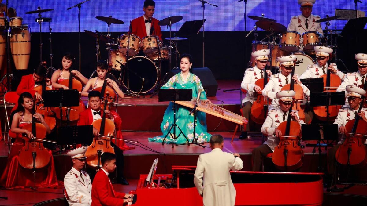 North Korean musicians perform Sept. 8 at a concert celebrating the 70th anniversary of the nation's founding.