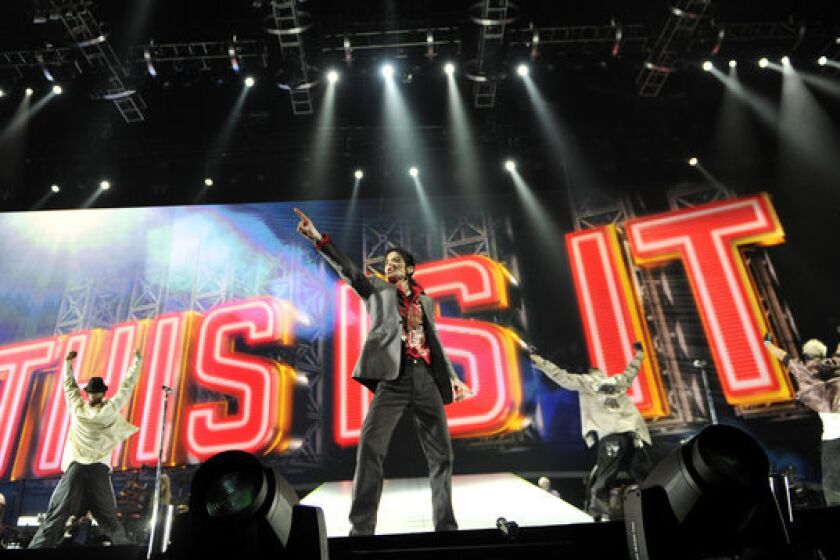 Michael Jackson rehearses in 2009 at Staples Center in Los Angeles.