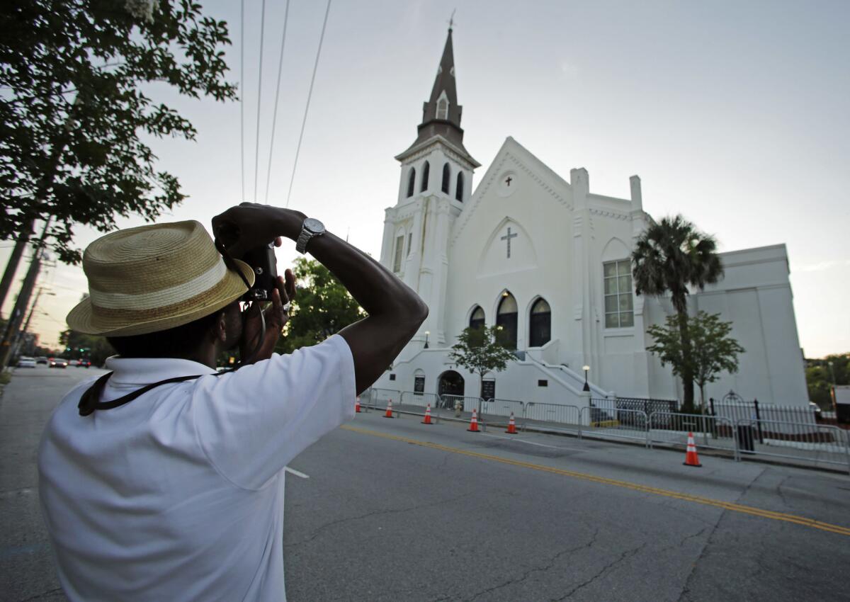 Ausar Vandross takes a photo of Mother Emanuel AME Church in Charleston, S.C.