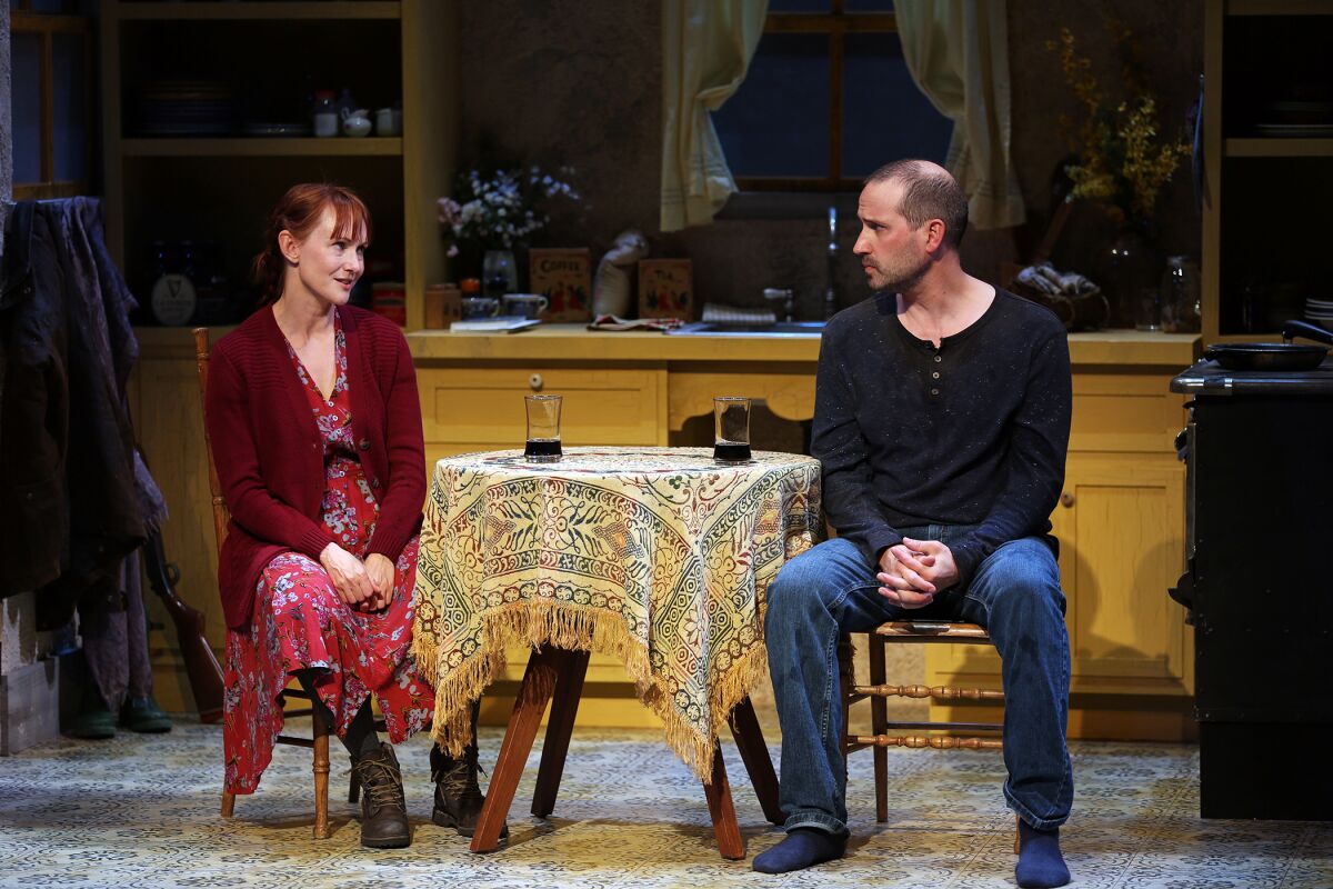 Devon Sorvari and ​Scott Ferrara in South Coast Repertory's ​production of "​Outside Mullingar" by ​John Patrick Shanley. The production was in previews when the coronavirus closures hit.