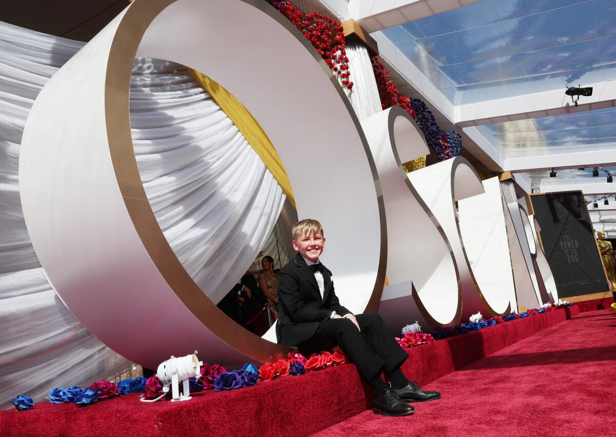 Jude Hill arrives at the 94th Academy Awards