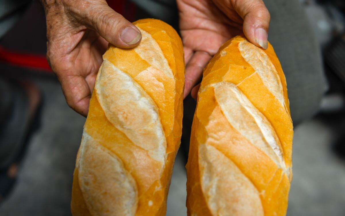 Banh mi bread at a bakery in Ho Chi Minh City, Vietnam.