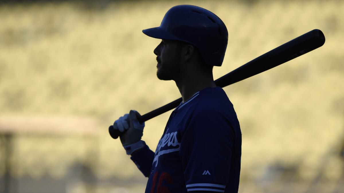 Dodgers outfielder Andre Ethier prepares for batting practice before Game 2 of the National League division series against the St. Louis Cardinals.