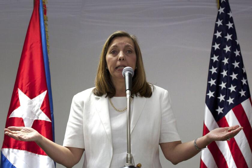 Josefina Vidal, director general of the U.S. division at Cuba's Foreign Ministry, participates in a briefing after talks with the U.S. representatives in Havana, Cuba.