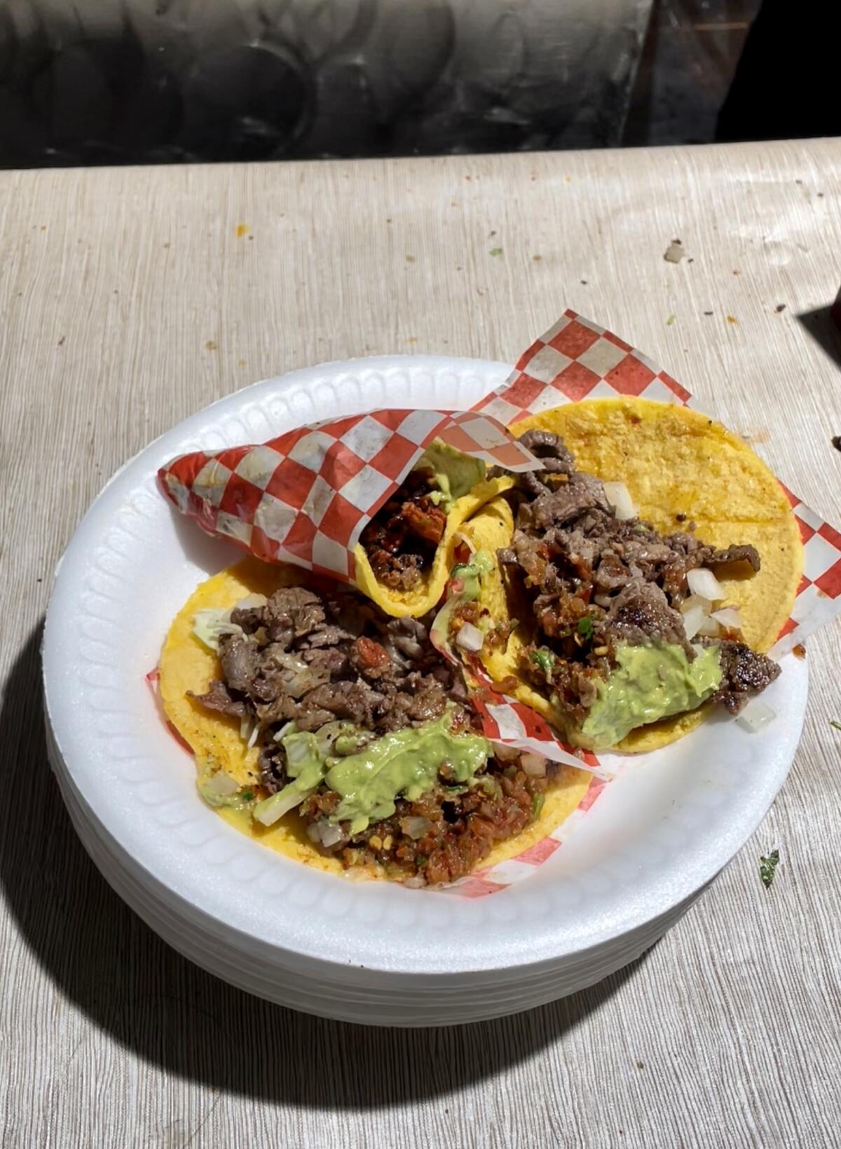Tijuana-style tacos are one of the offerings available at the Santa Ana de Noche market.