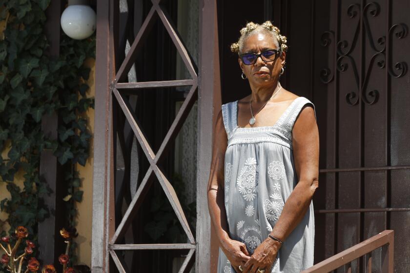 LOS ANGELES, CALIF. - JULY 10, 2020. Veronica Sance, 60, lives in an apartment in the Crenshaw District and is worried about paying her rent after she was fired for what she said was discriminatory reasons, including complaints white workers made about her "tone." (Luis Sinco/Los Angeles Times)