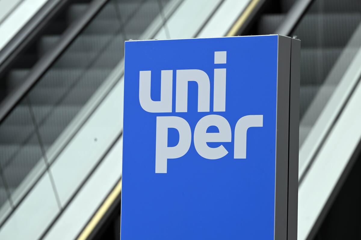 FILE --Logo of the energy supplier Uniper at the group headquarters in Duesseldorf, Germany, July 8, 2022. (Roberto Pfeil/dpa via AP, file)