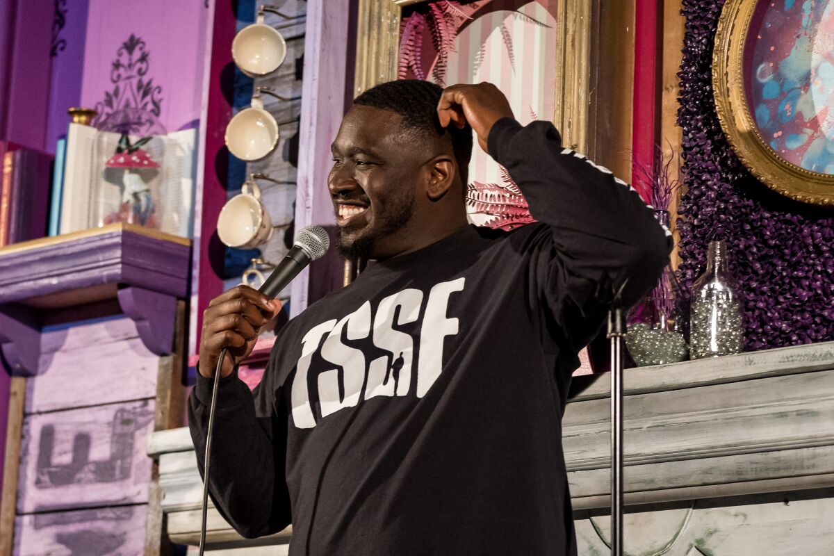 Comedian Shapel Lacey performs a set at Mic Drop Comedy during the club's opening weekend.