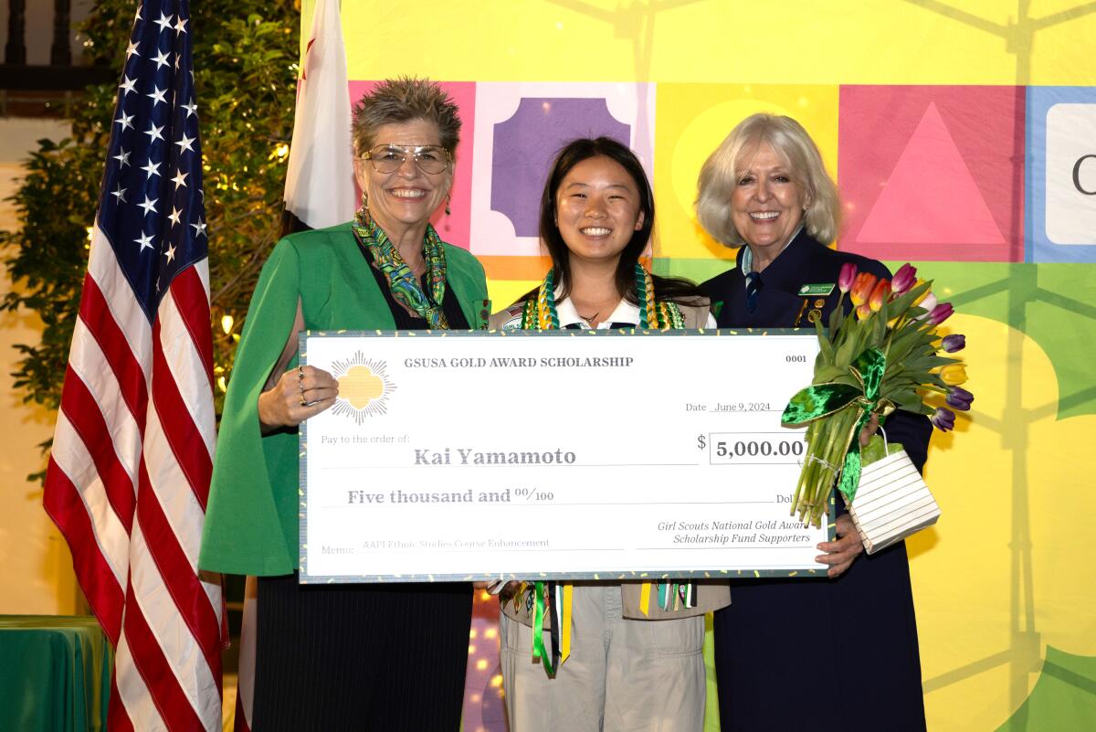 Kai Yamamoto receives the Girl Scouts of USA's Gold Award scholarship in June.