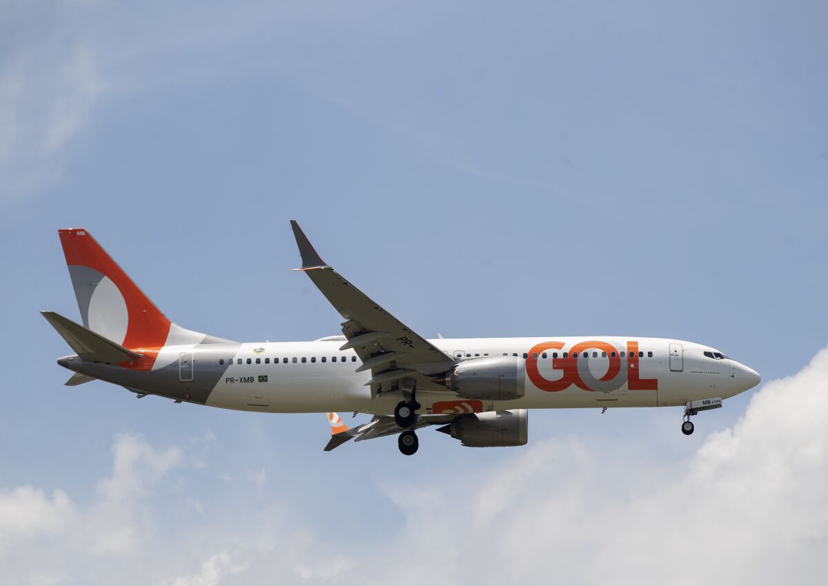 A Gol Airlines Boeing 737 Max plane