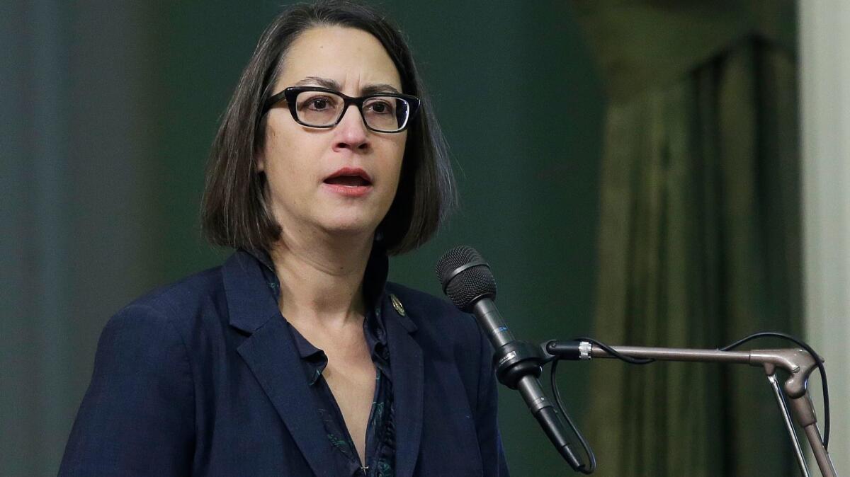 In this Jan. 13, 2017, file photo, Assemblywoman Laura Friedman, D-Glendale, speaks at the Capitol in Sacramento, Calif.