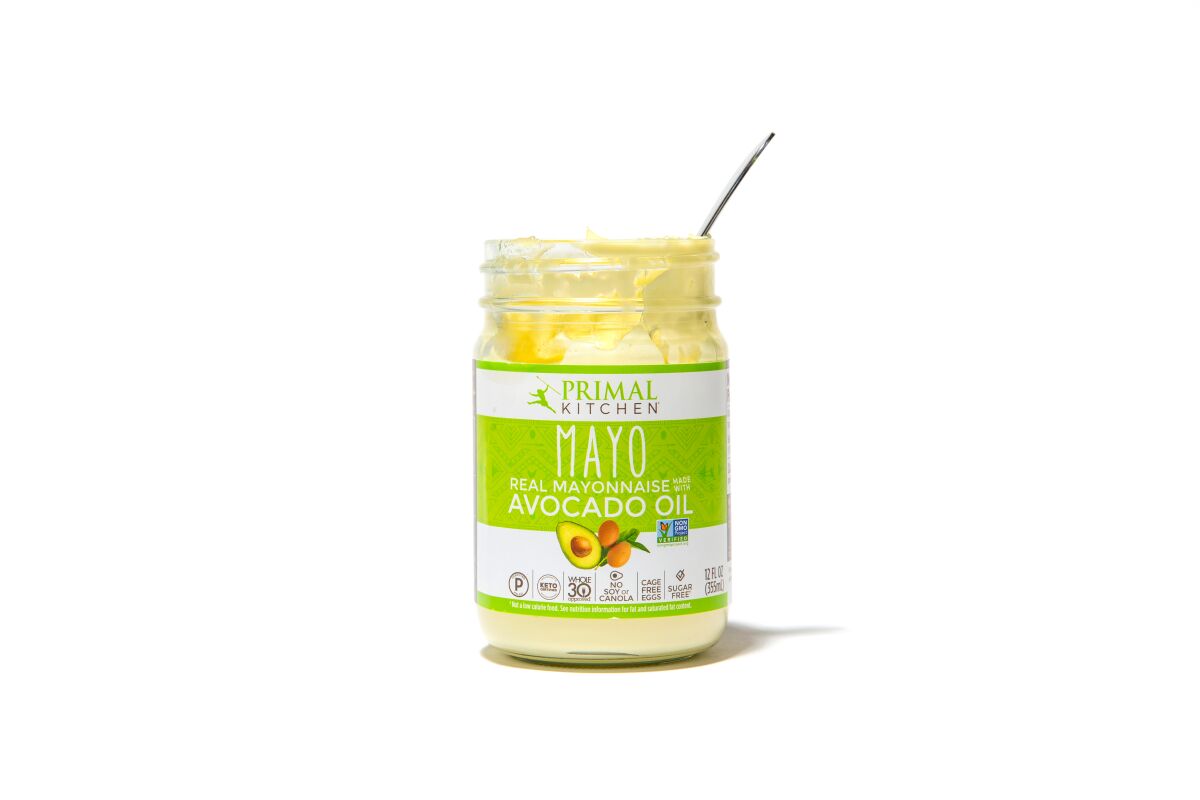 A jar of Primal Kitchen's Real Mayonnaise, made with avocado oil.