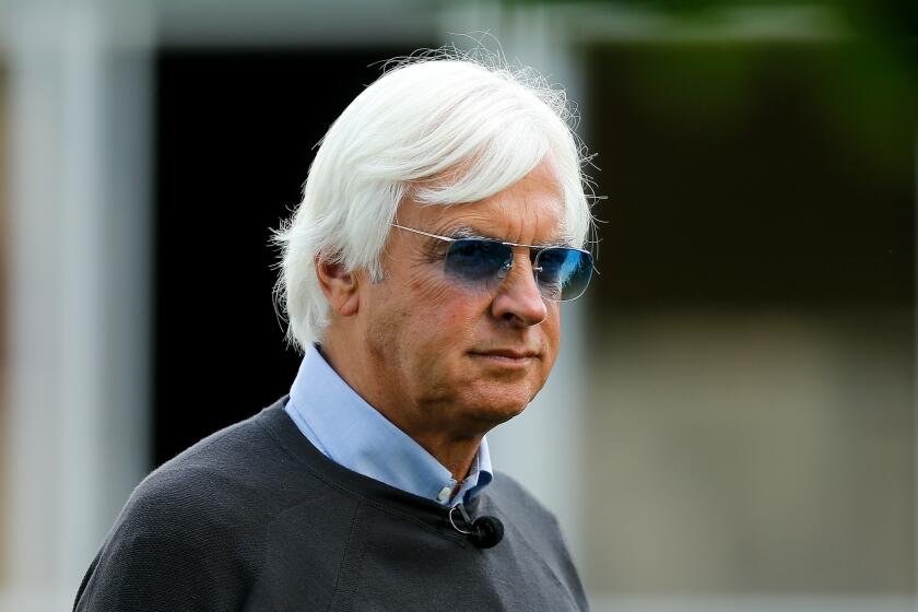 ELMONT, NY - JUNE 08: Bob Baffert, trainer of Triple Crown and Belmont Stakes contender Justify, looks on after morning workouts prior to the 150th running of the Belmont Stakes at Belmont Park on June 8, 2018 in Elmont, New York. (Photo by Michael Reaves/Getty Images) ** OUTS - ELSENT, FPG, CM - OUTS * NM, PH, VA if sourced by CT, LA or MoD **