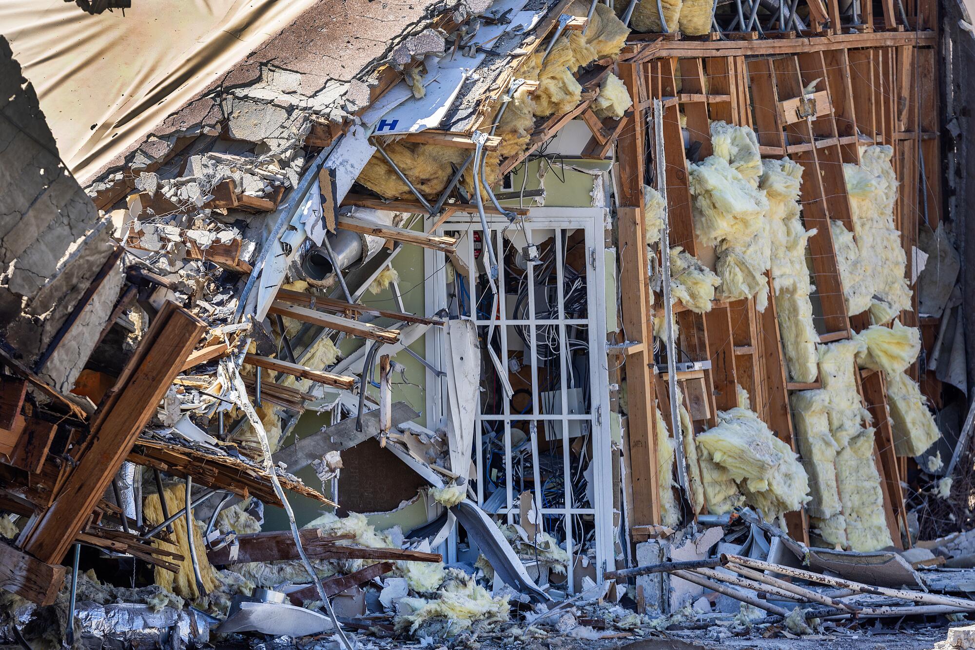A view of the destruction from a bomb blast last Saturday at the American Reproductive Centers (ARC) in Palm Springs.