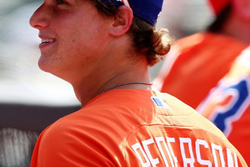 Dodgers minor leaguer Joc Pederson during the Futures All-Star game last summer at Citi Field in New York.