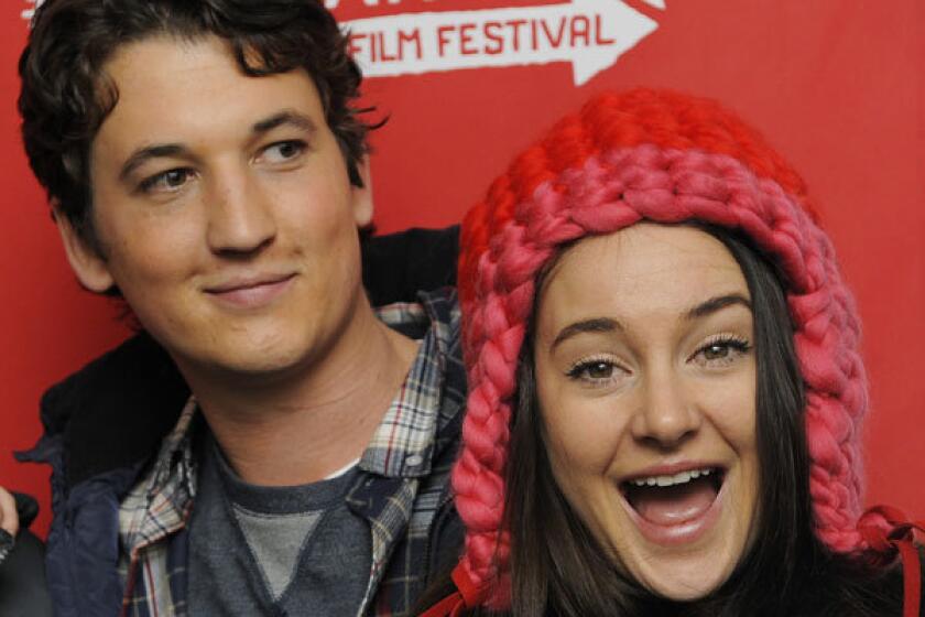 Miles Teller, left, and Shailene Woodley, co-stars of "The Spectacular Now," pose together at the premiere of the film at the 2013 Sundance Film Festival.