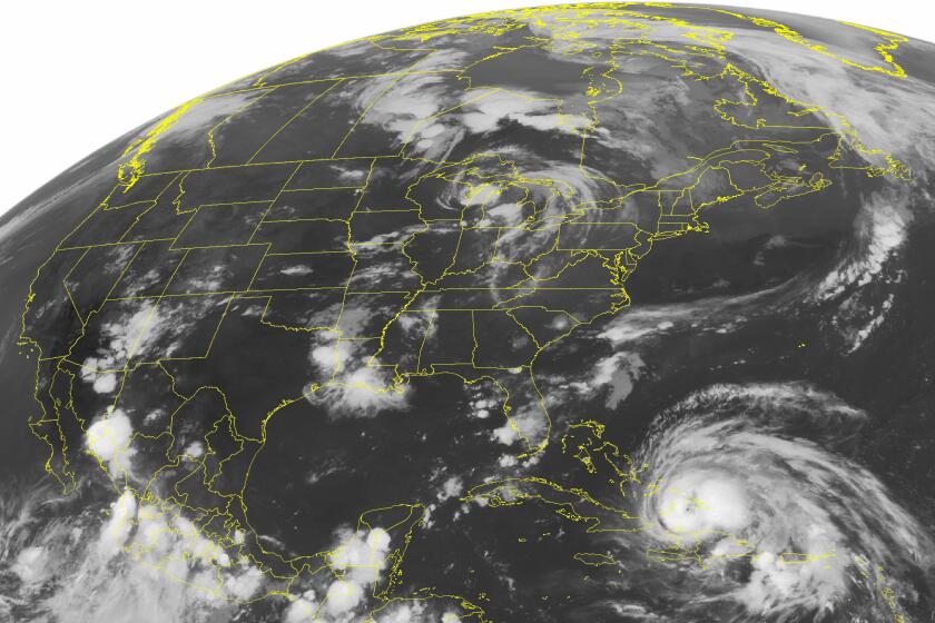 A NOAA satellite image of Hurricane Irene, a category 2 storm from 2011 that featured winds up to 100 mph. A new study describes a real life mash-up of hurricanes and earthquakes that scientists call "stormquakes."