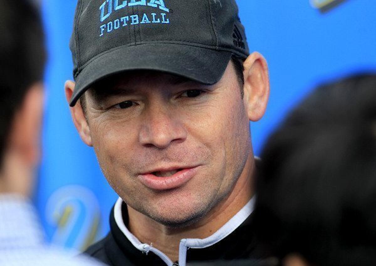 Says UCLA football Coach Jim Mora of the charity efforts with his wife: "You know, for Shannon and me, it's about only one thing: encouraging others to give."