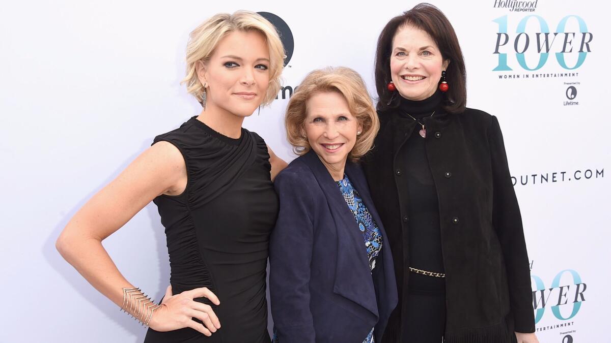 From left: Honorees Megyn Kelly, Shari Redstone and Sherry Lansing attend the annual Women in Entertainment Breakfast in Los Angeles on Dec. 7.