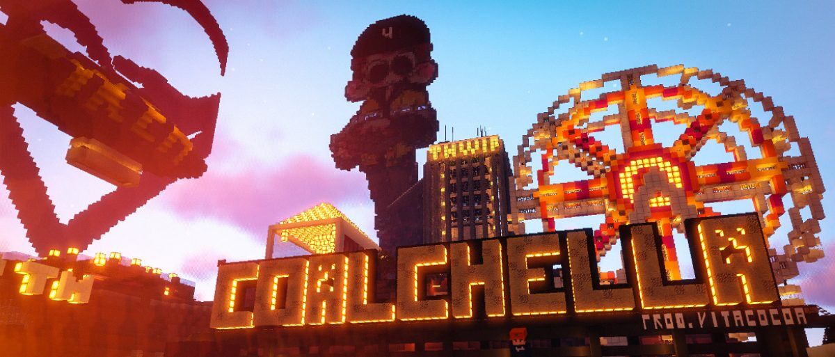 The flier for Coalchella, a virtual music festival that took place in Minecraft in 2018.