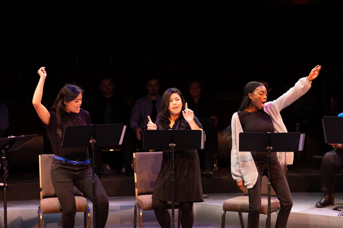 Reanne Acasio, Carol Cabrera, and Alexandra Slade at the Old Globe's 2019 Powers New Voices Festival.