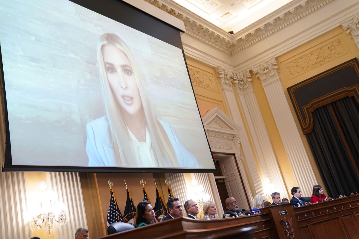 The House Select Committee to Investigate the January 6th hearing listen to a video of Ivanka Trump. 